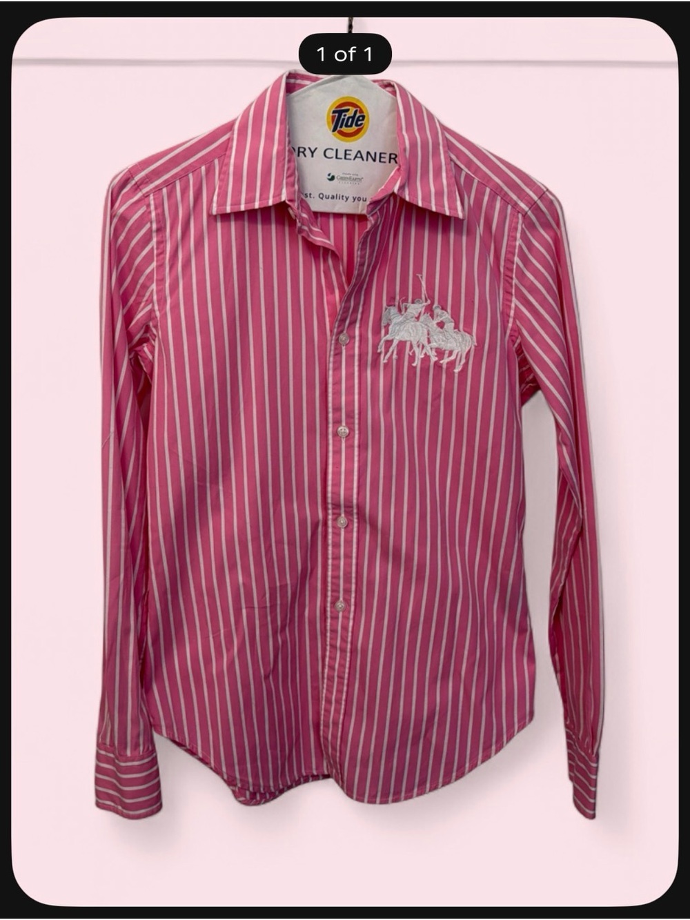 Ralph Lauren Sport Striped Button-Up Shirt with large embroidered logo